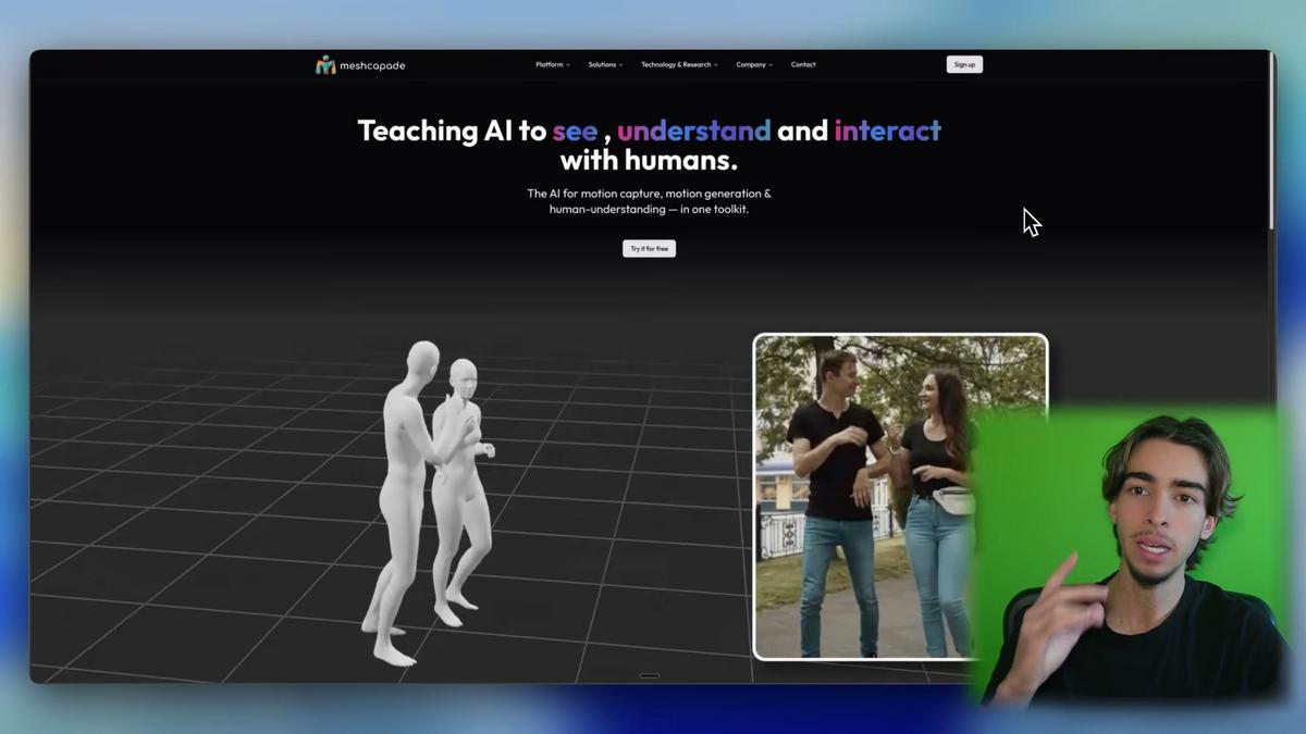 Momento em que o video anuncia que a Epic Games adquiriu a startup alema de IA Meshik
