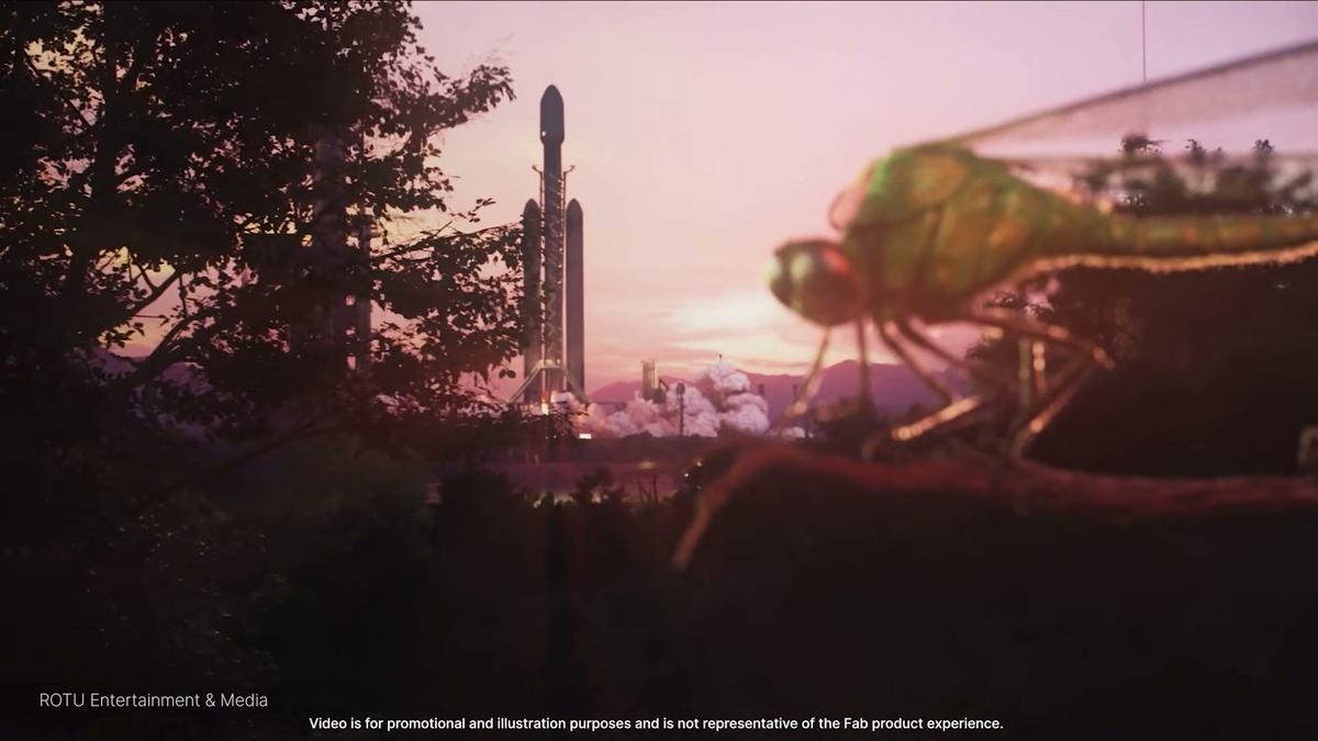 Discussao sobre o video de lancamento do Fab com motion graphics e pos-producao dentro do engine.