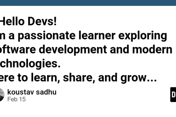 Desenvolvedor Koustav Sadhu se apresenta à comunidade no dev.to