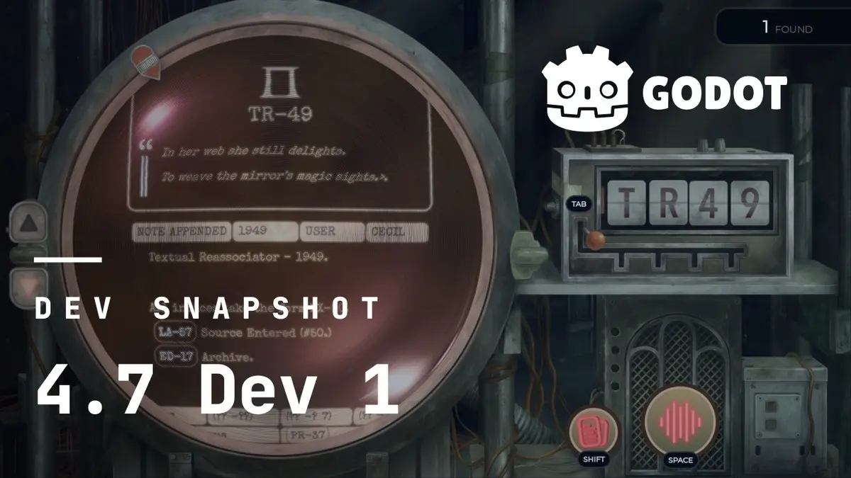 Godot lança snapshot de desenvolvimento 4.7 dev 1 com VirtualJoystick e DrawableTexture