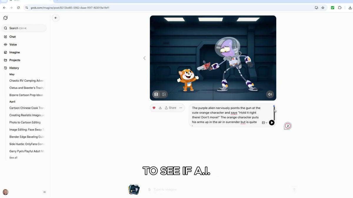 Teste de voz com Grok 3 para personagens 2D, com falas geradas por IA