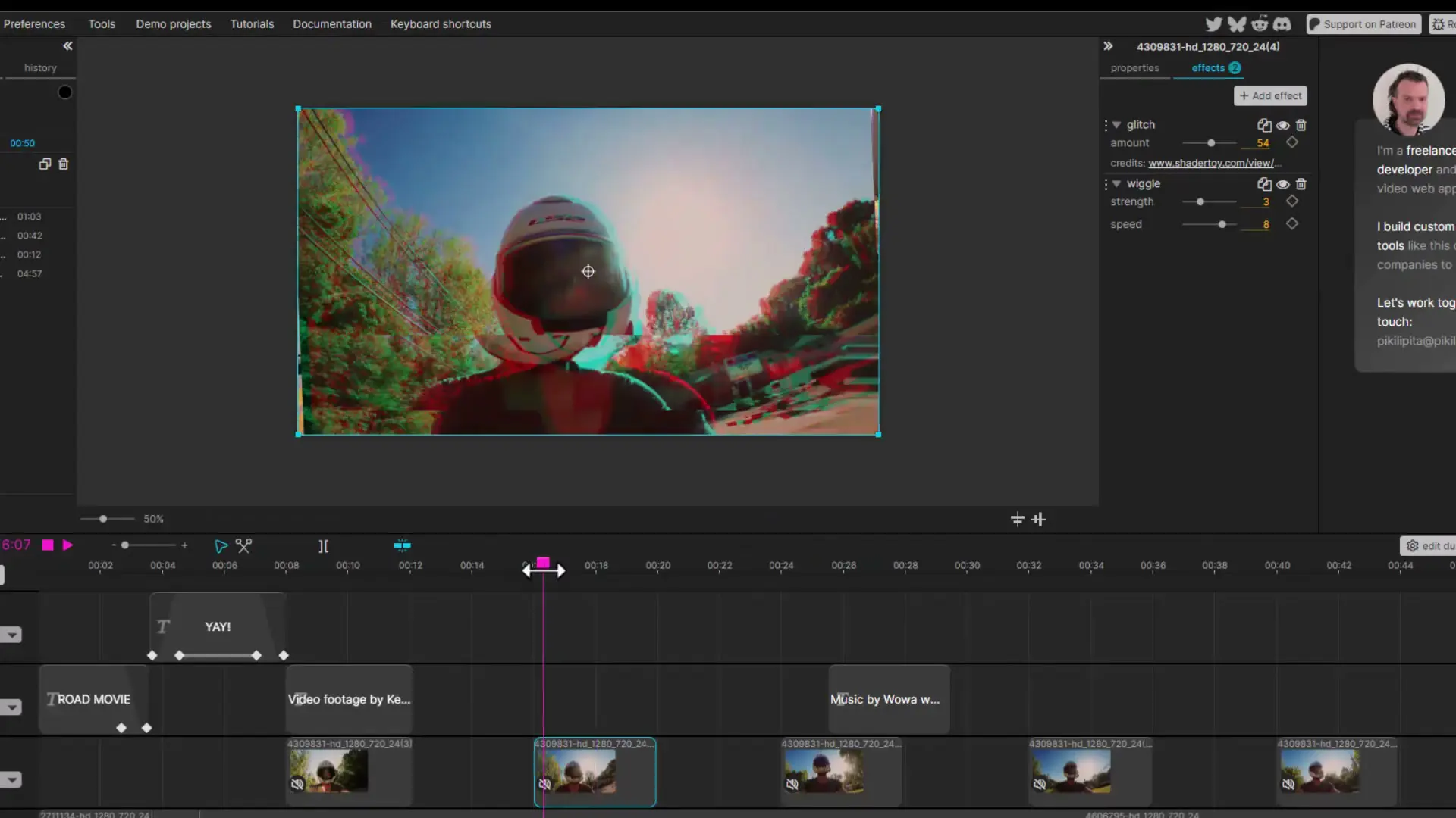 Dashboard do Pikimov aberto no navegador, destacando opcoes de edicao e a area de trabalho.