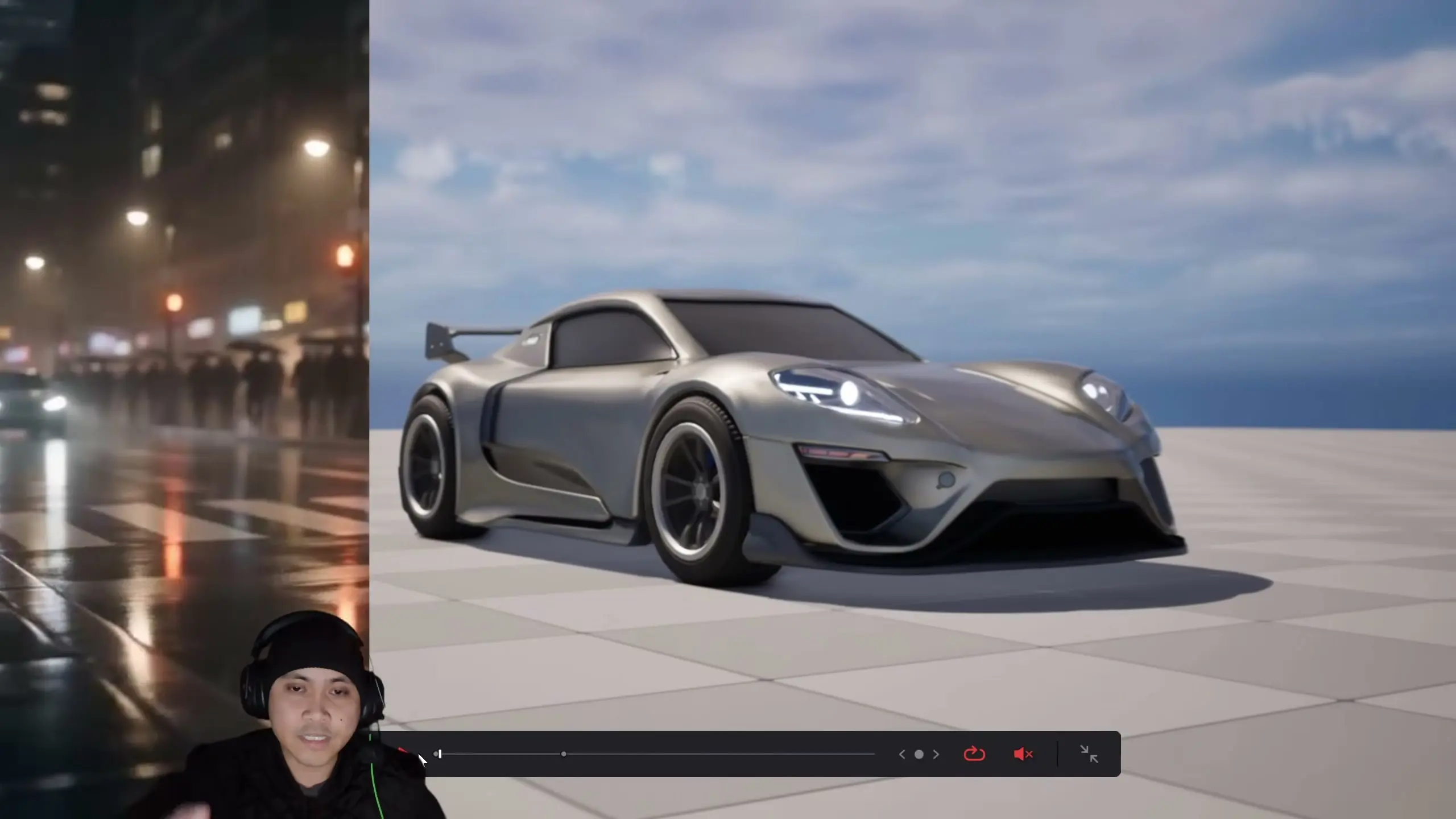 Demonstração de veículo no Unreal Engine 5 com animação de câmera para replicação no Cascade 2.0