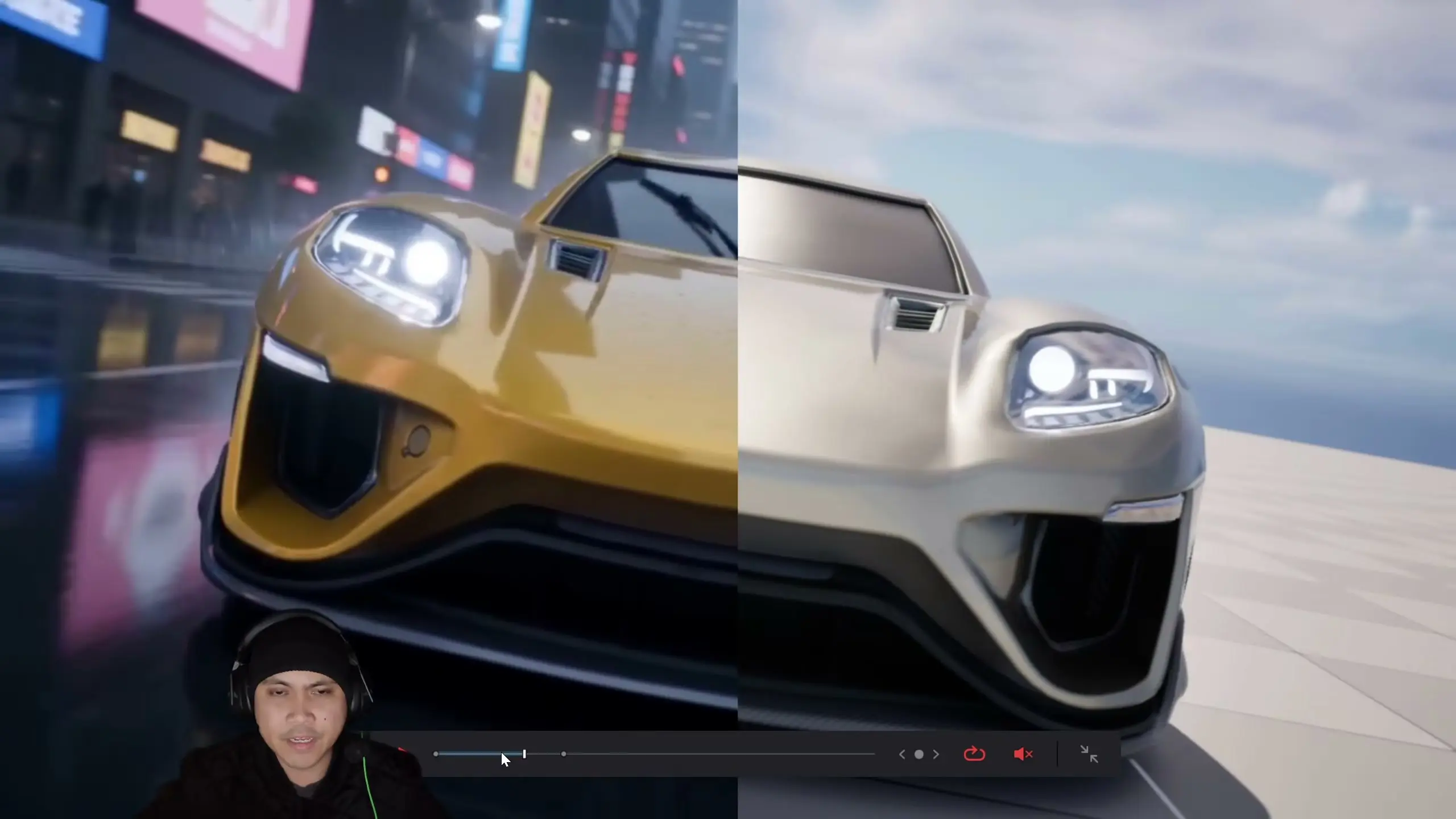 Análise de consistência do render com mudanças sutis na geometria do carro durante o movimento de câmera