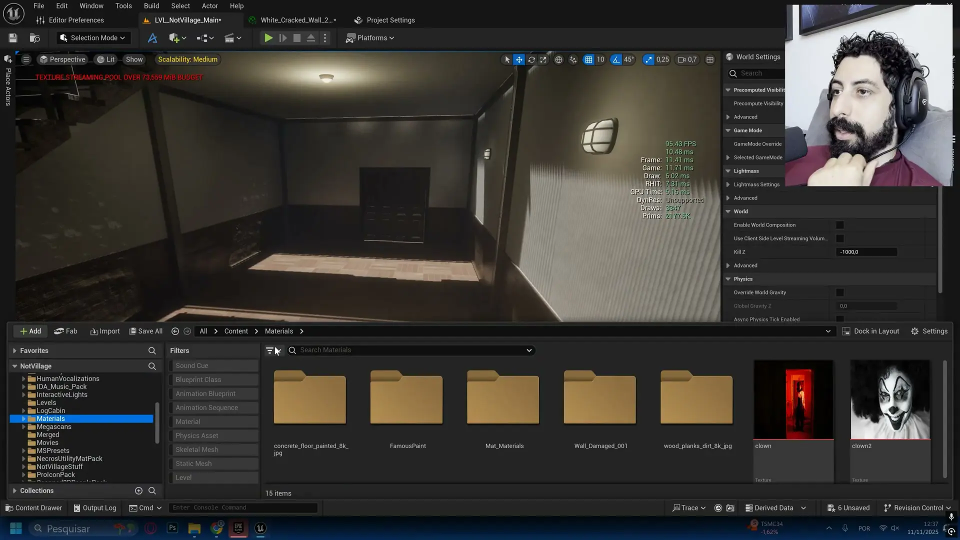 Criacao de master material e instancia de parede com cor ajustavel no editor