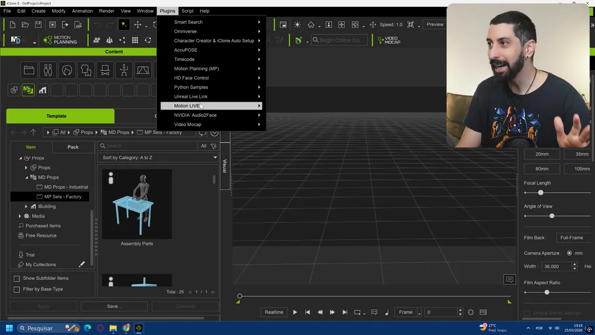 Interface do iClone 8 exibindo o Node Graph do Motion Planner para automacao de animacoes