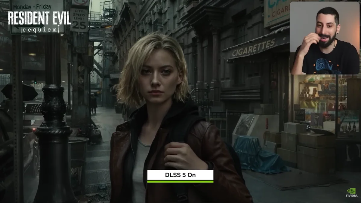 Comparacao de imagem com filtro de realismo por IA associado ao Nvidia DLSS 5