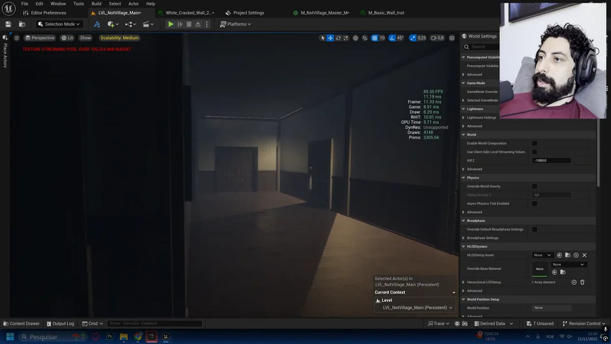 Explicacao sobre paredes duplicadas e impacto em draw calls e desempenho em jogo 3D