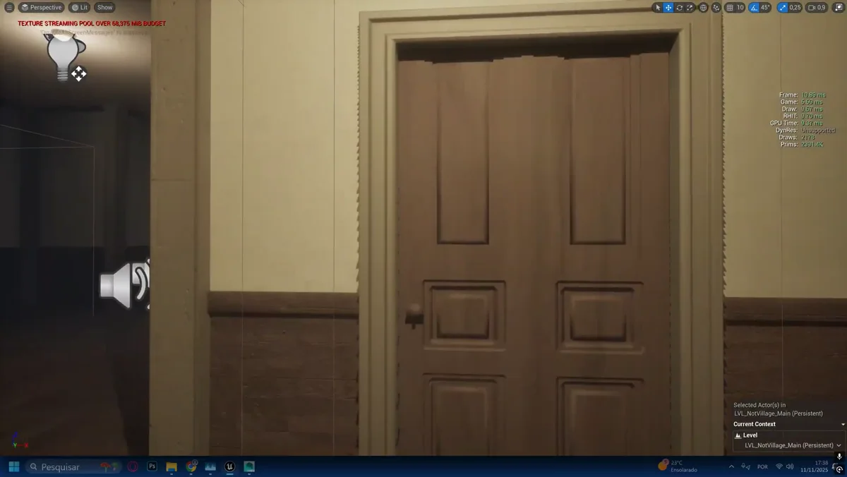 Captura de comparacao com camera fixa medindo draws e FPS no editor durante teste de otimizacao