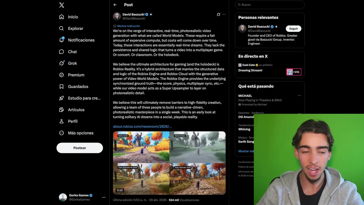 Início do vídeo técnico sobre desenvolvimento de jogos, com foco em pontos visuais para capturas ilustrativas.