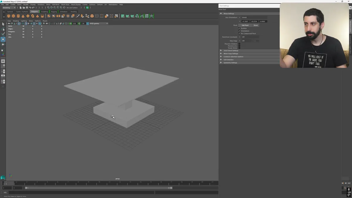 Modelagem simples de uma mesa em software 3D como base de blocking para cena no motor de jogo
