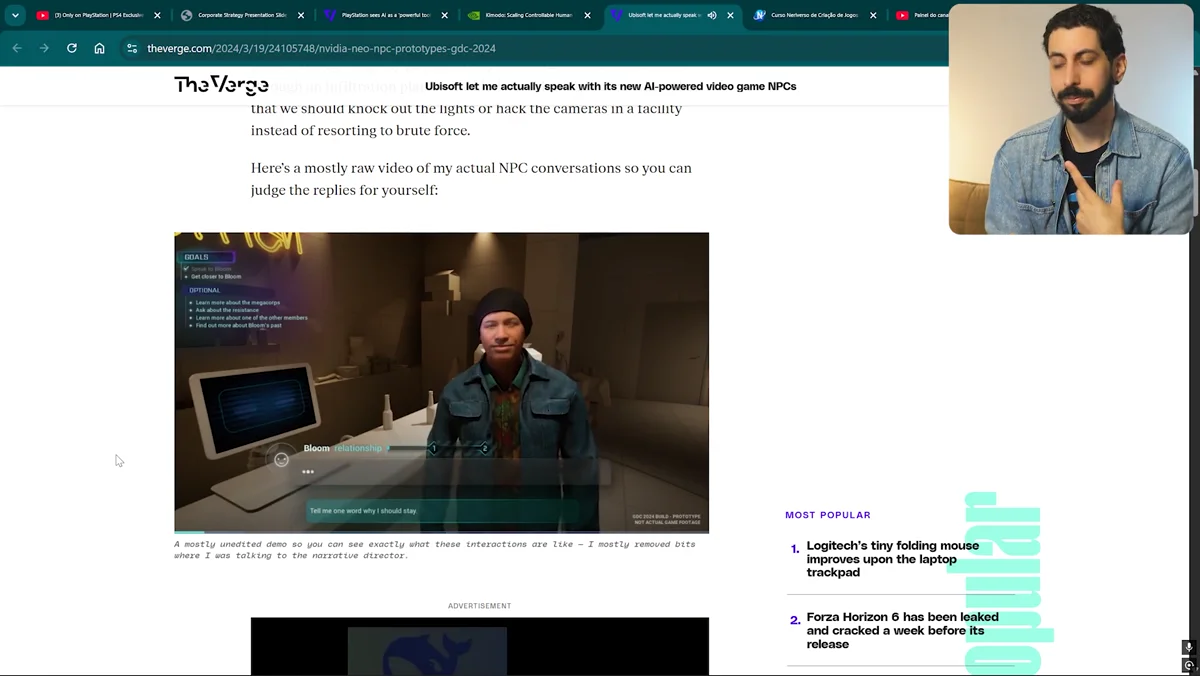 Discussao sobre NPCs com dialogo por voz e interacao dinamica em tempo real com IA