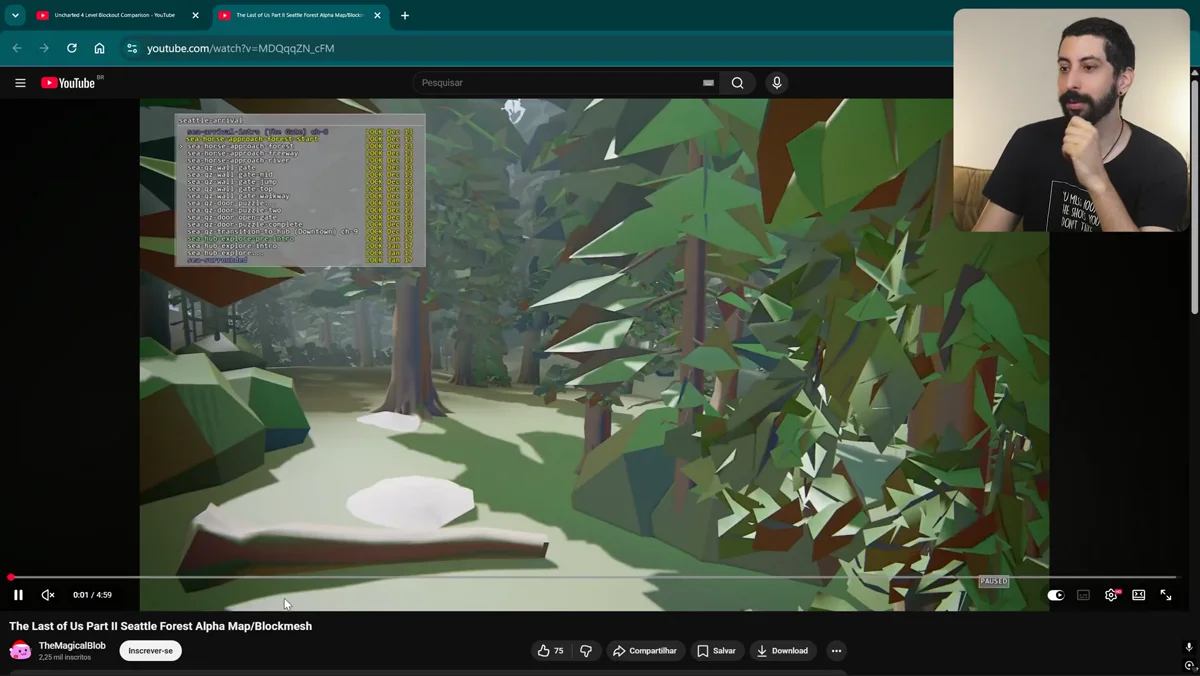 Mapa blocky de The Last of Us com elementos simplificados para testes de cenario