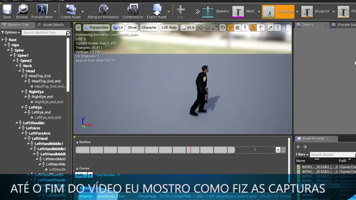 Comparação entre animação manual e captura de movimentos em personagem 3D