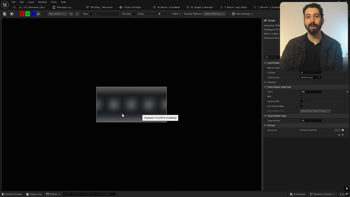 Captura cúbica de uma sala preparada na Unreal Engine