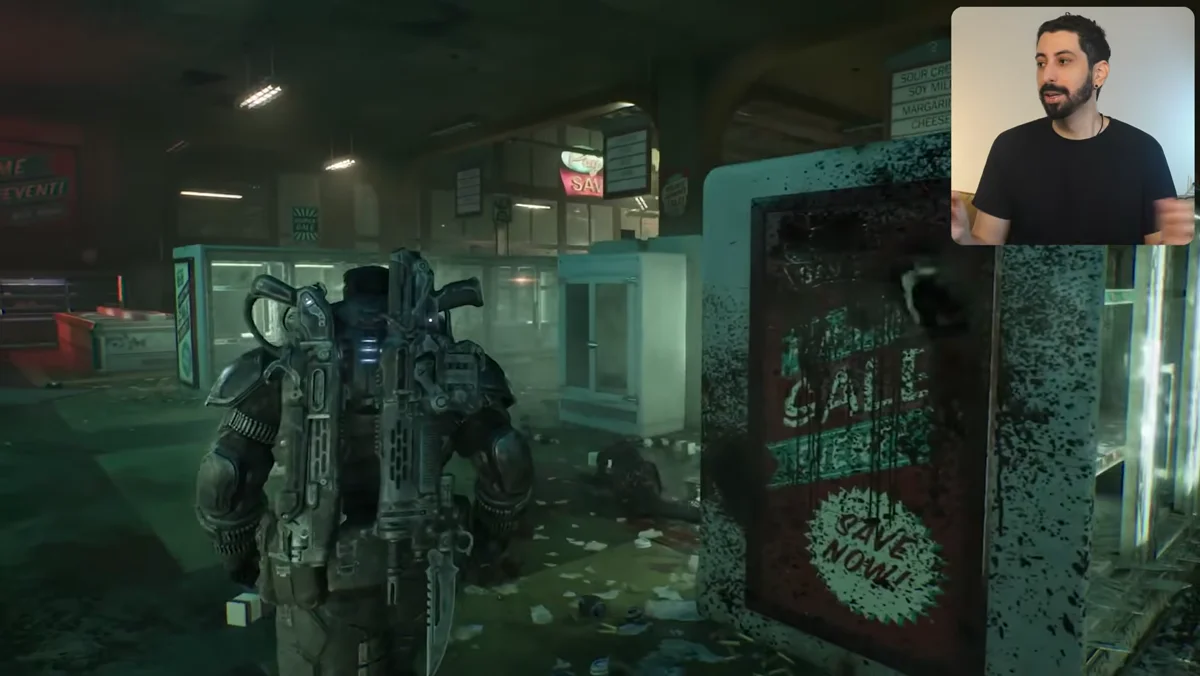 Cena de Gears of War com iluminação dinâmica e MegaLights na Unreal Engine