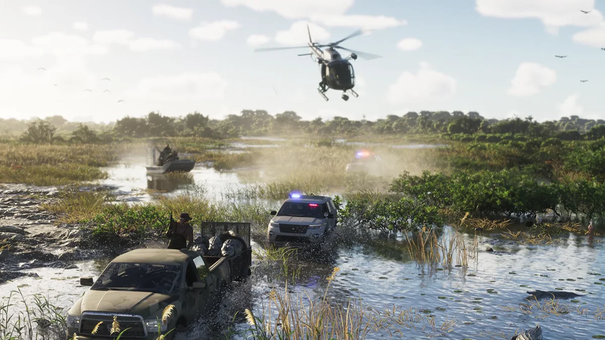 Animais, água e vegetação densa em imagem de GTA 6