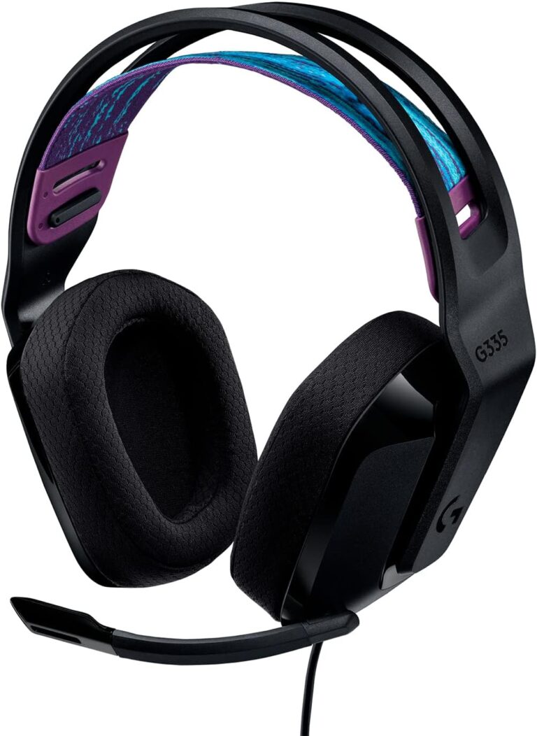 Headset Gamer Logitech G335 com fio, preto, conexão 3,5 mm e microfone flip-to-mute