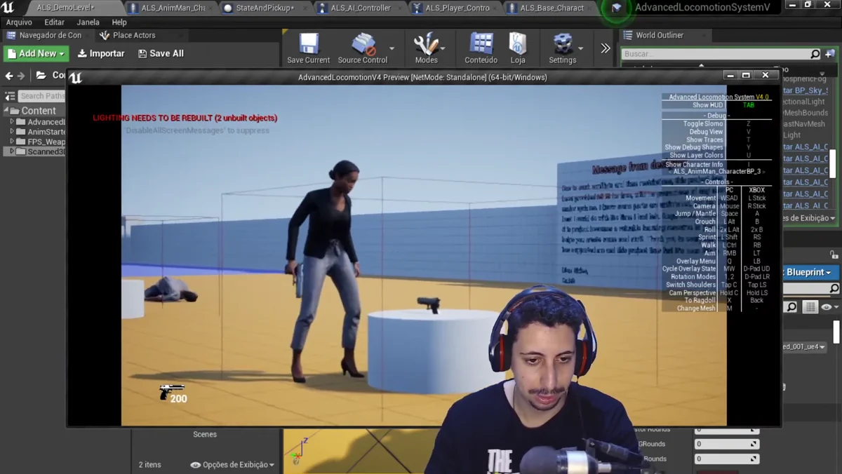 Personagem alternativo em teste dentro do projeto da Unreal Engine