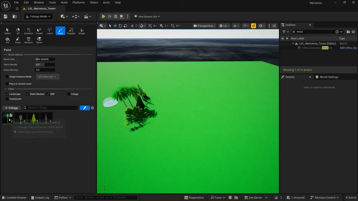 Árvores geradas com Python e inteligência artificial para Unreal Engine