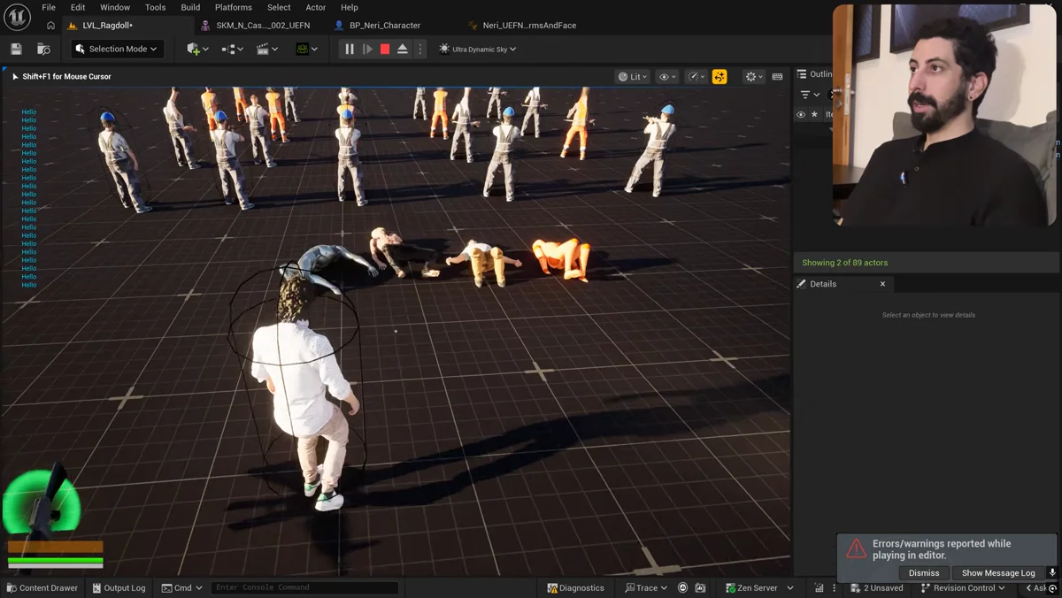 Personagens com diferentes configurações de ragdoll na Unreal Engine