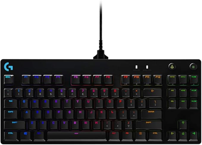 Teclado mecânico gamer Logitech G PRO TKL, layout US, switches GX Blue Clicky, RGB LIGHTSYNC