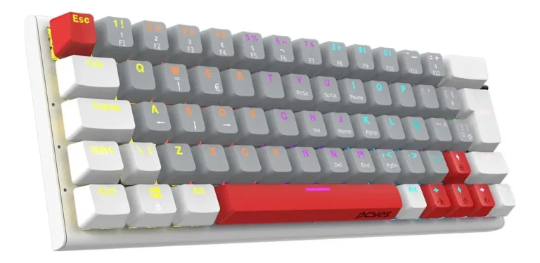 Teclado mecânico PCYES Kuromori White Ghost 60% ABNT2 Switch Red LED Rainbow