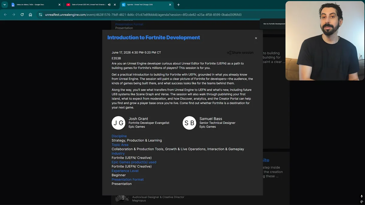 Sessões sobre UEFN, Verse e Scene Graph no ecossistema Fortnite