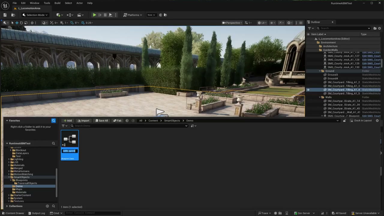 Quadro 4 da demonstração oficial do MotionBricks na Unreal Engine 5