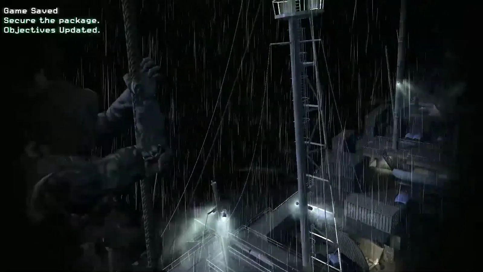Esquadrão embarca no cargueiro sob chuva em Crew Expendable