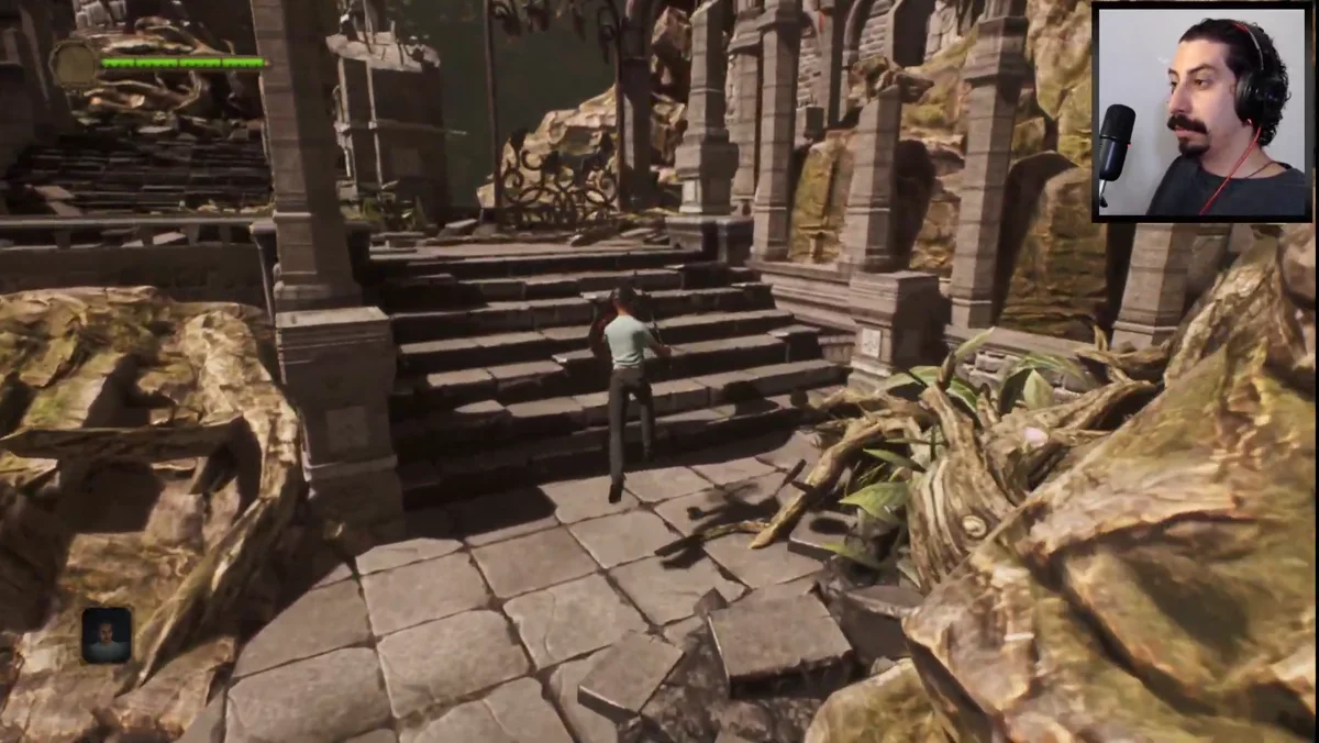 Arena de boss fight com iluminação e nevoeiro criados na Unreal Engine 5