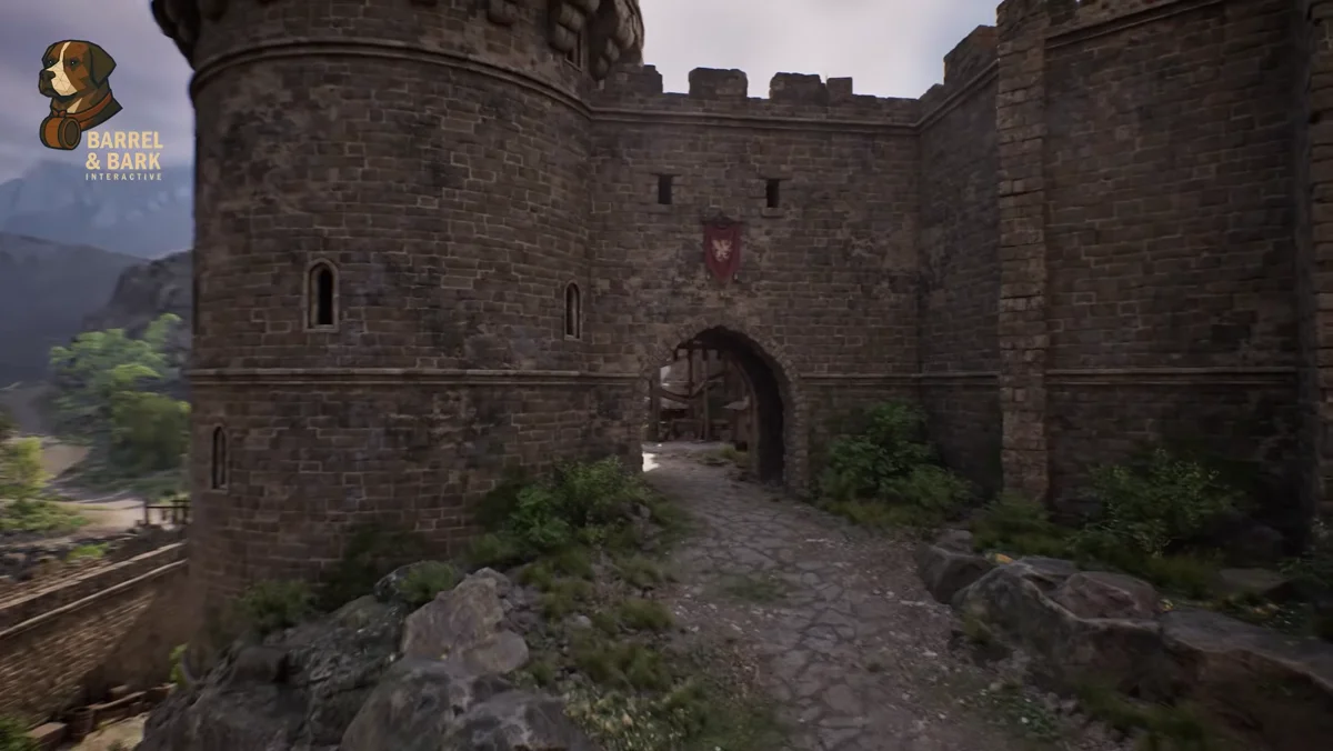 Castelo medieval de um pacote de assets 3D aberto na Unreal Engine
