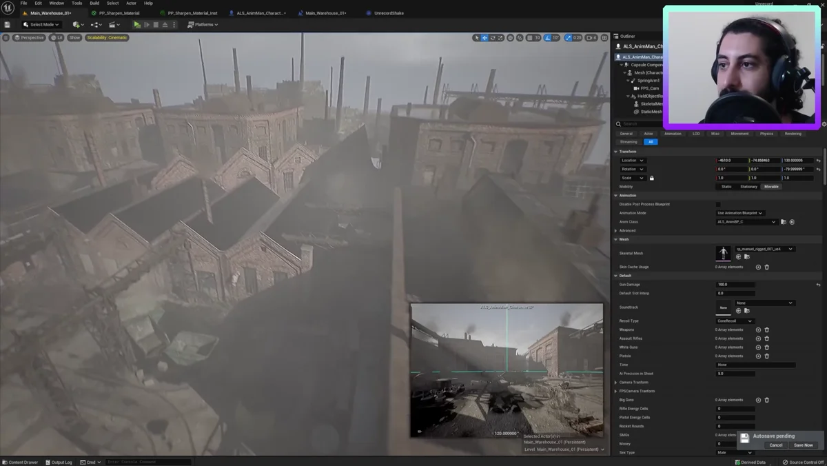 Demonstração de câmera e animação realista em projeto na Unreal Engine