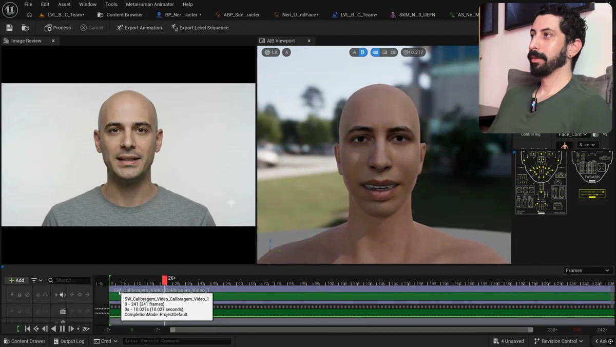 Vídeo de calibração usado na captura de movimentos faciais