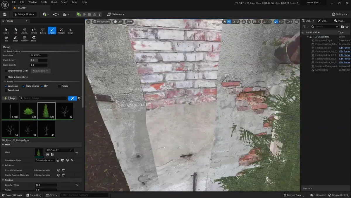 Cenário urbano com vegetação e chuva em protótipo feito na Unreal Engine 5