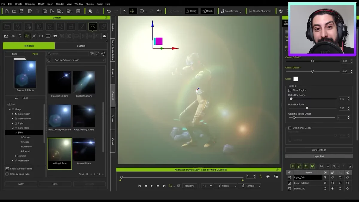 Interface do Character Creator 4 com personagem 3D realista