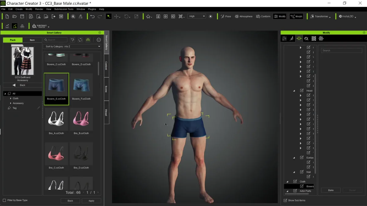 Personagem 3D detalhado no Character Creator