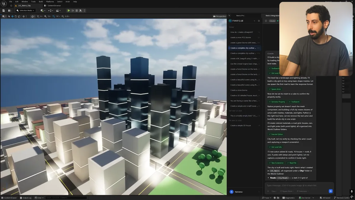 Protótipo de cidade criado por inteligência artificial na Unreal Engine