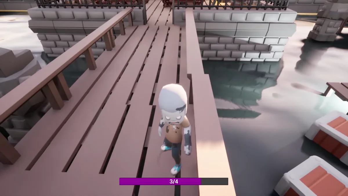 Personagem testando uma colisao invisivel no prototipo alpha