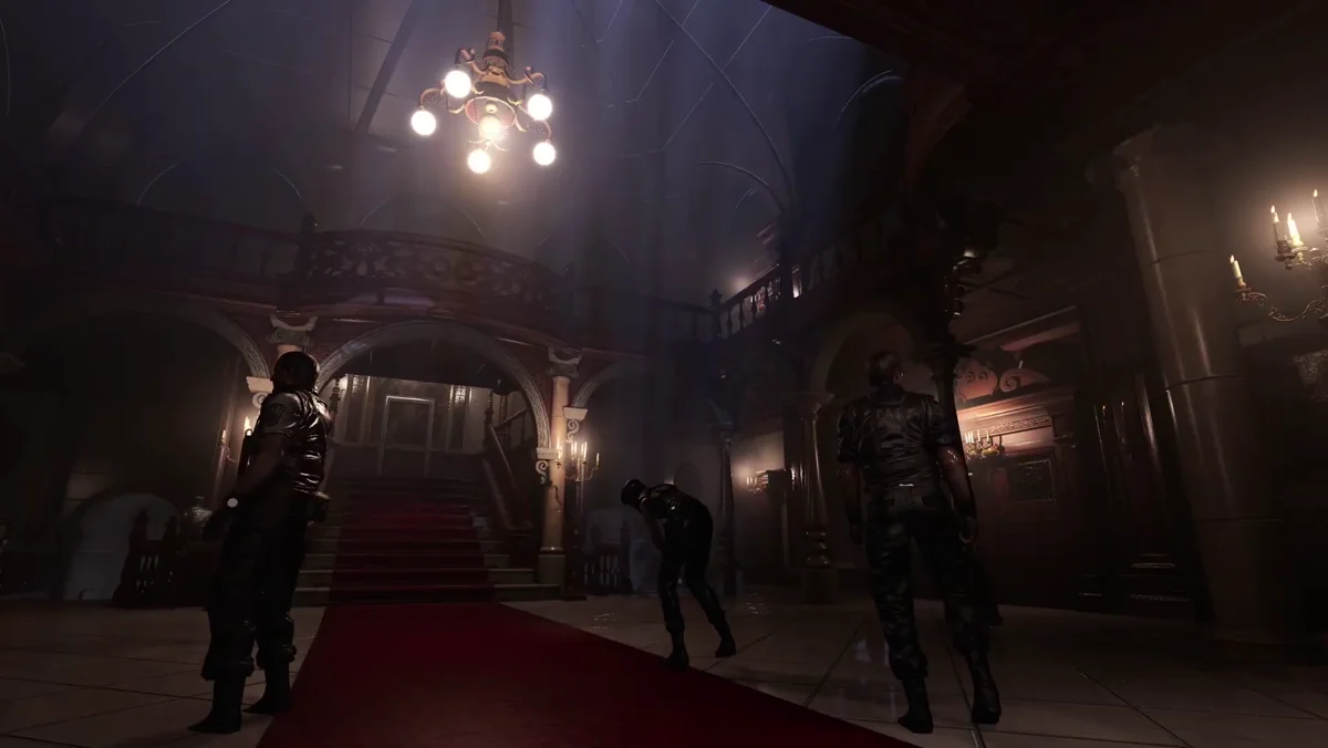 Ambiente de delegacia e mansão em remake de survival horror