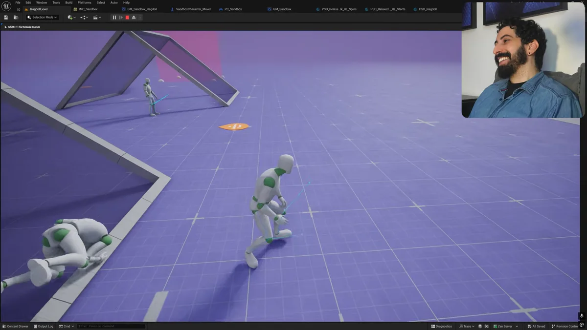 Interacao fisica entre personagens com ragdoll e impacto na Unreal Engine