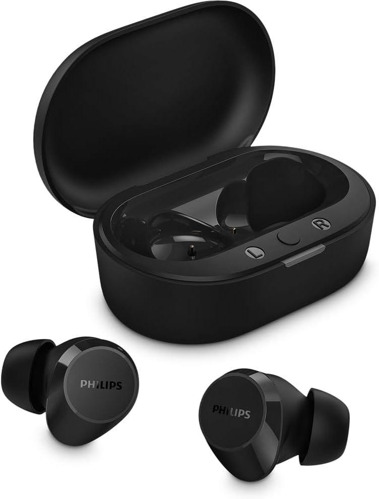 Fone de ouvido sem fio TWS Philips TAT1209BK/00 preto Bluetooth 5.3 IPX4 com 18 horas de reprodução