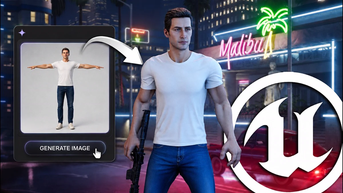 IA transforma imagem em personagem 3D jogável na Unreal Engine