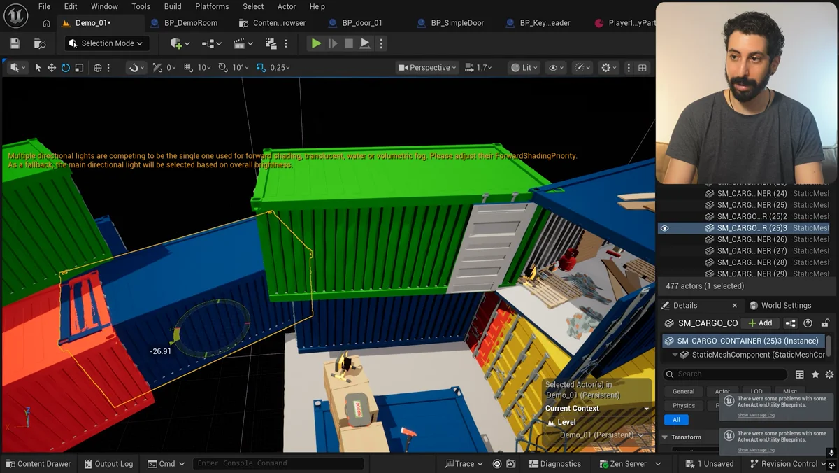 Cenário modular de sobrevivência aberto no editor da Unreal Engine