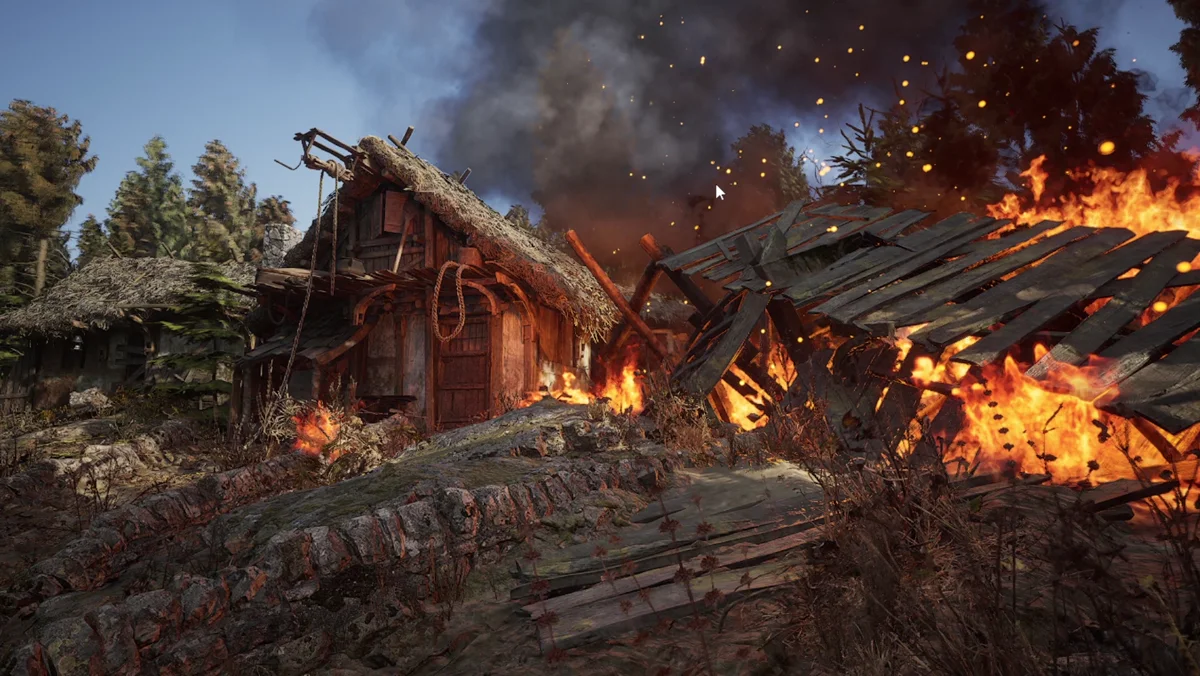 Ambiente medieval iluminado por luz indireta na Unreal Engine 5