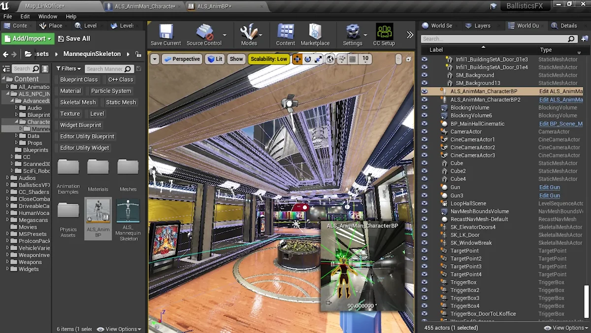 Mapa do jogo da Arlequina aberto no editor Unreal Engine