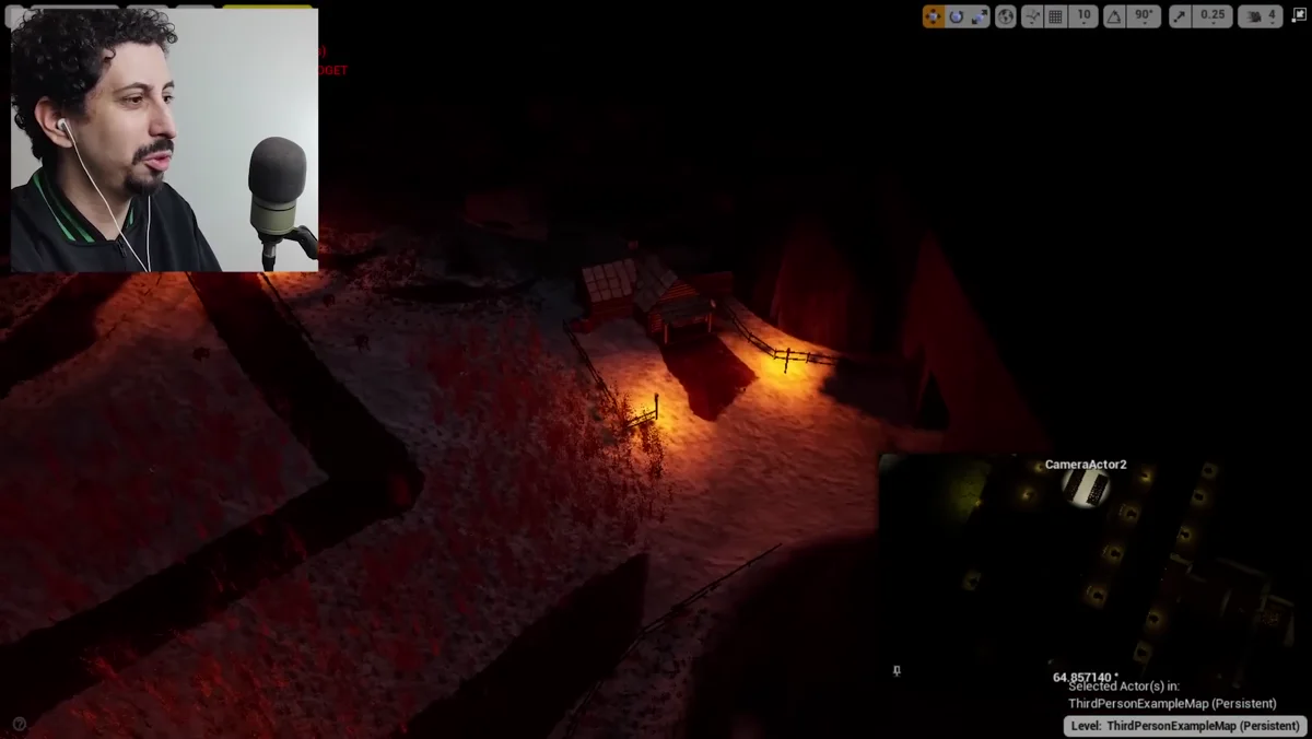 Mapa do jogo de terror com pós-processamento aplicado