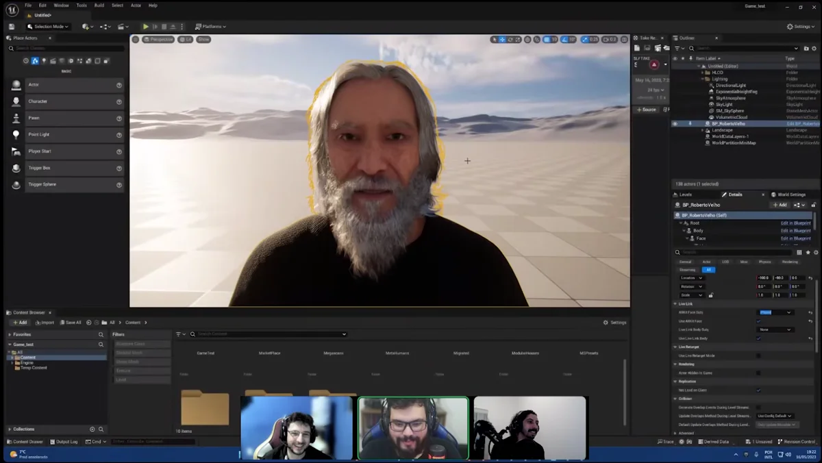 Personagem digital com captura facial em tempo real no Unreal Engine