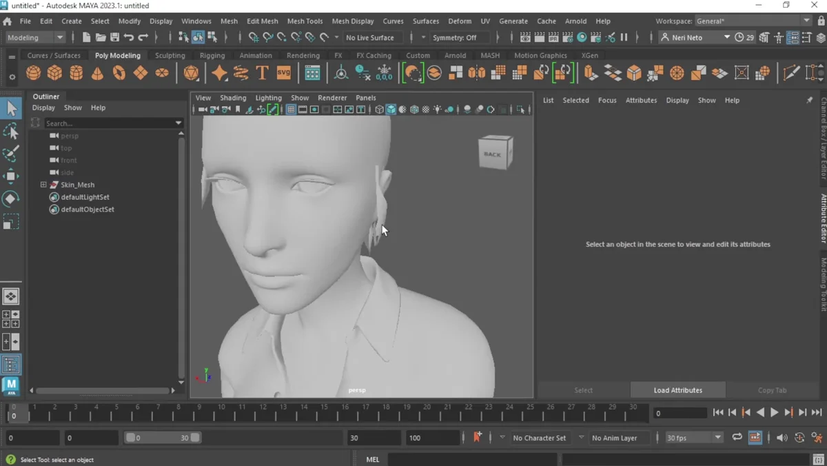 Modelo 3D preparado para tracking facial no MetaHuman