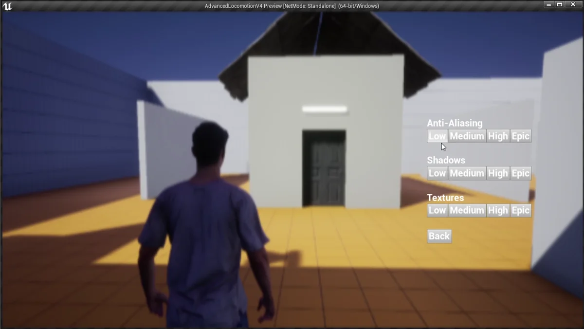 Menu do minigame com opções gráficas antes da partida